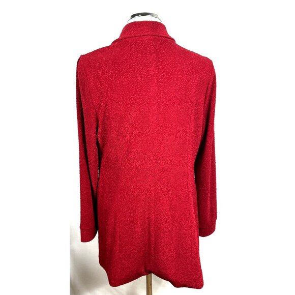 Soft Surroundings Womens Cardigan Sz M Red Crochet Open Front Boxy Lagenlook NEW - Picture 6 of 9